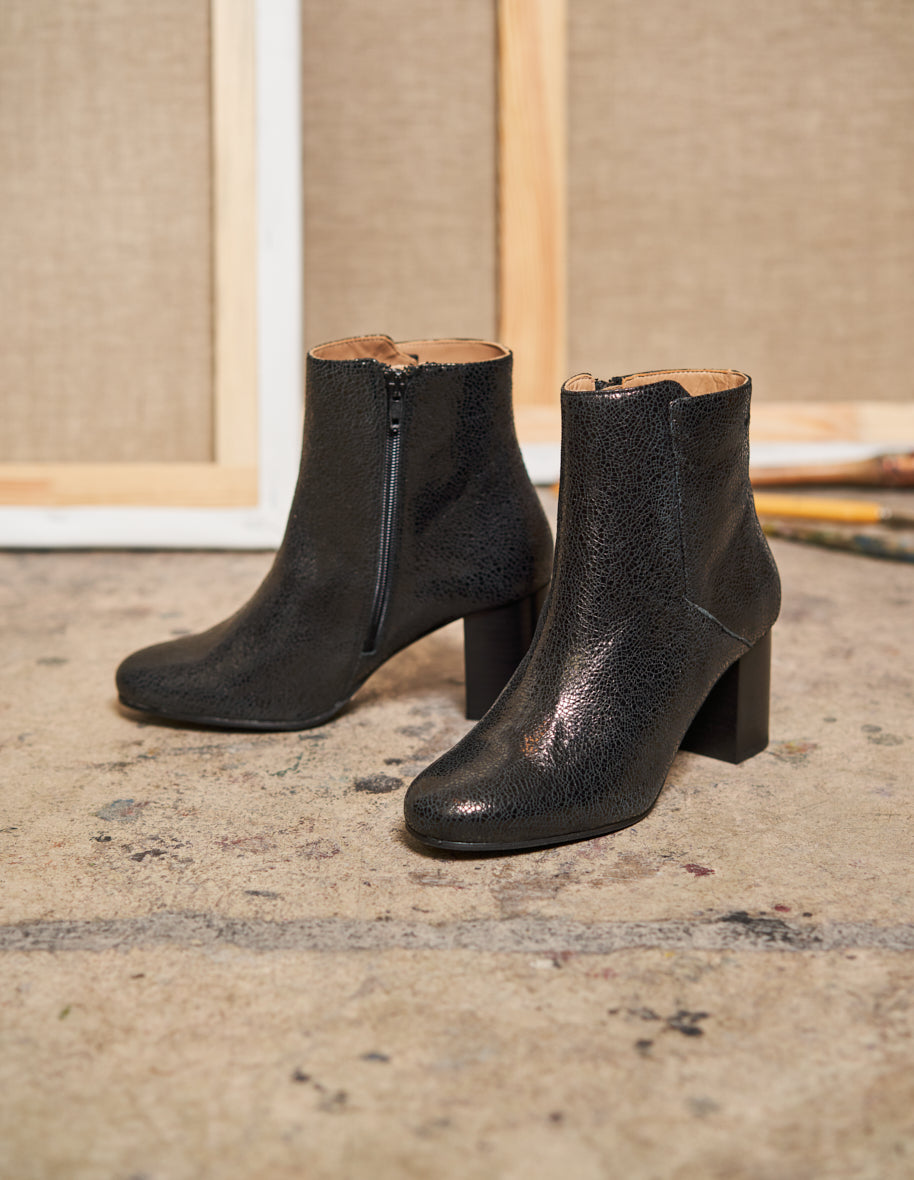 Mathilde H ankle boots - Cuir Craquelé Noir