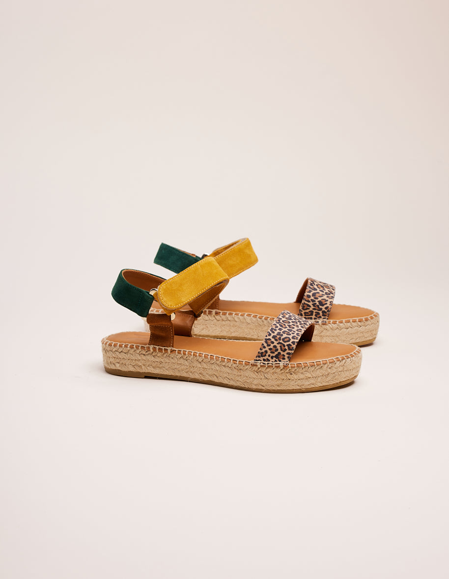Floral Espadrilles - Brown sapin suede