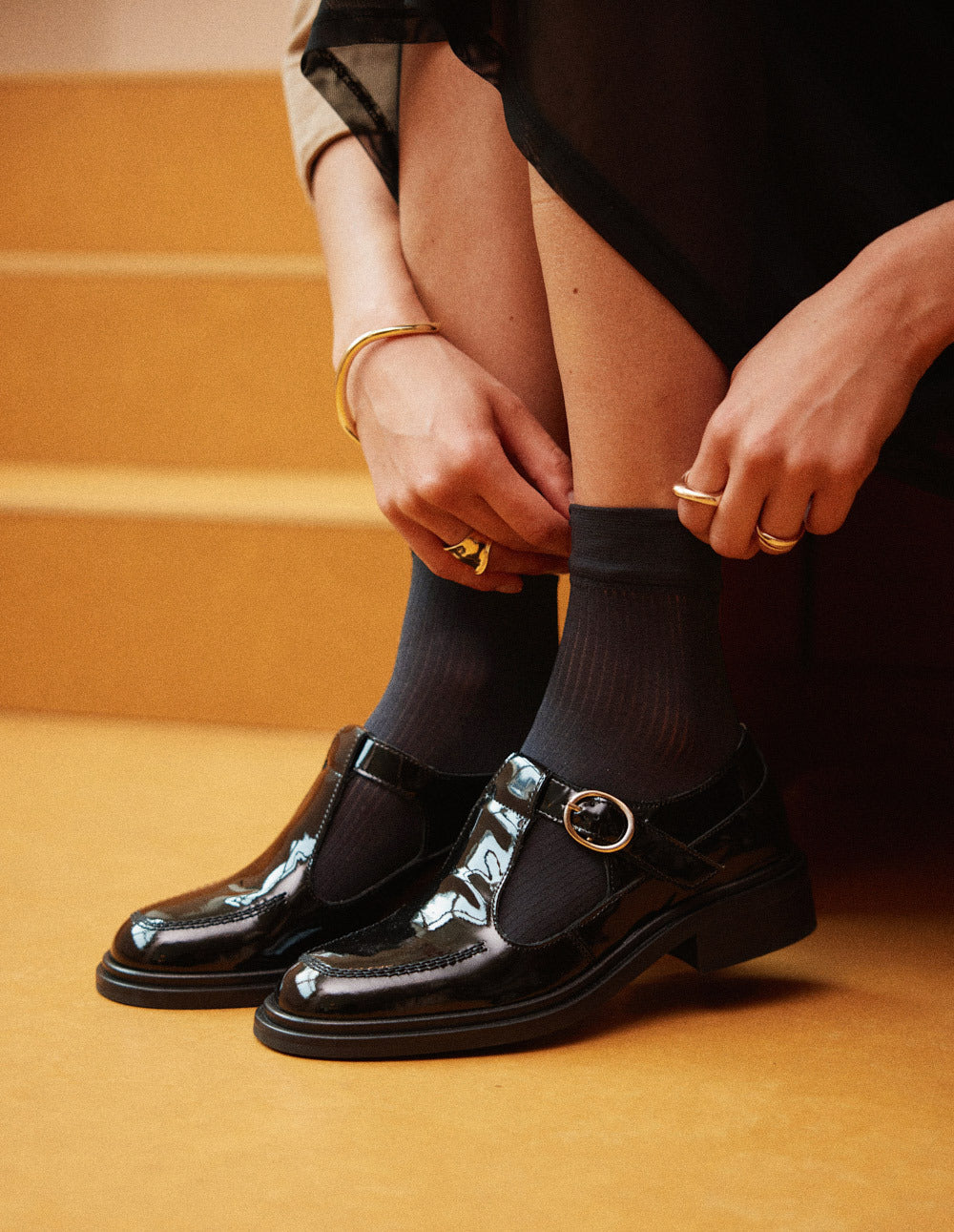 Derbies Tyria - Cuir verni noir