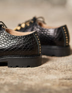 Derbies Agnès - Cuir Croco Noir