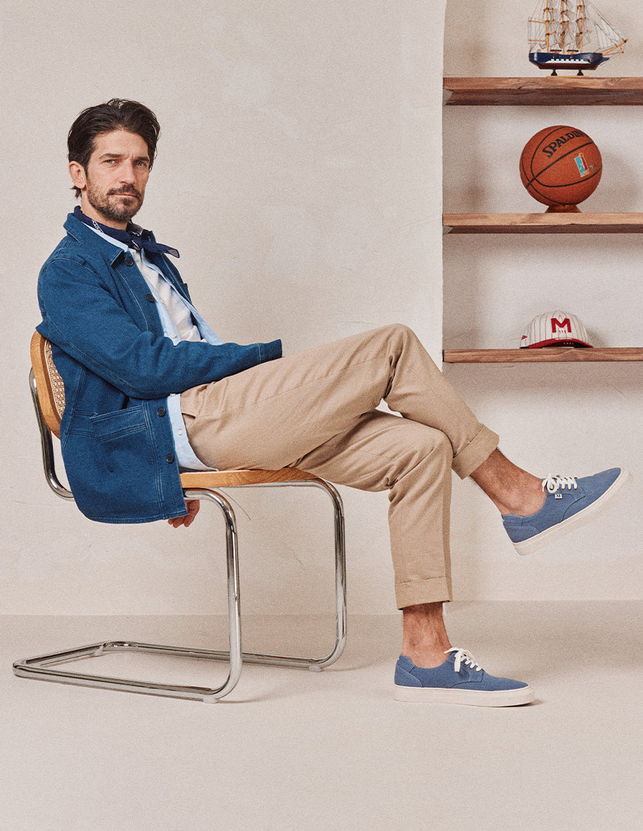 Baskets basses Alexandre - Toile bleu gris