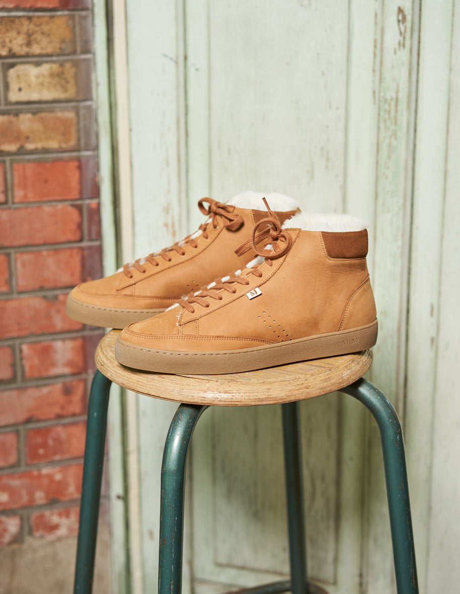 Baskets Alexis - Cuir pull up terracotta fourré
