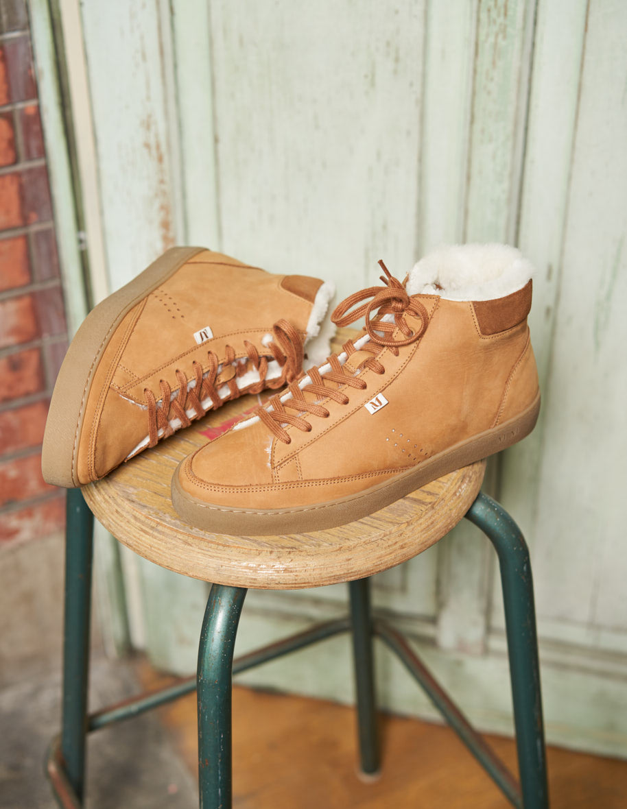 Baskets Alexis - Cuir pull up terracotta fourré