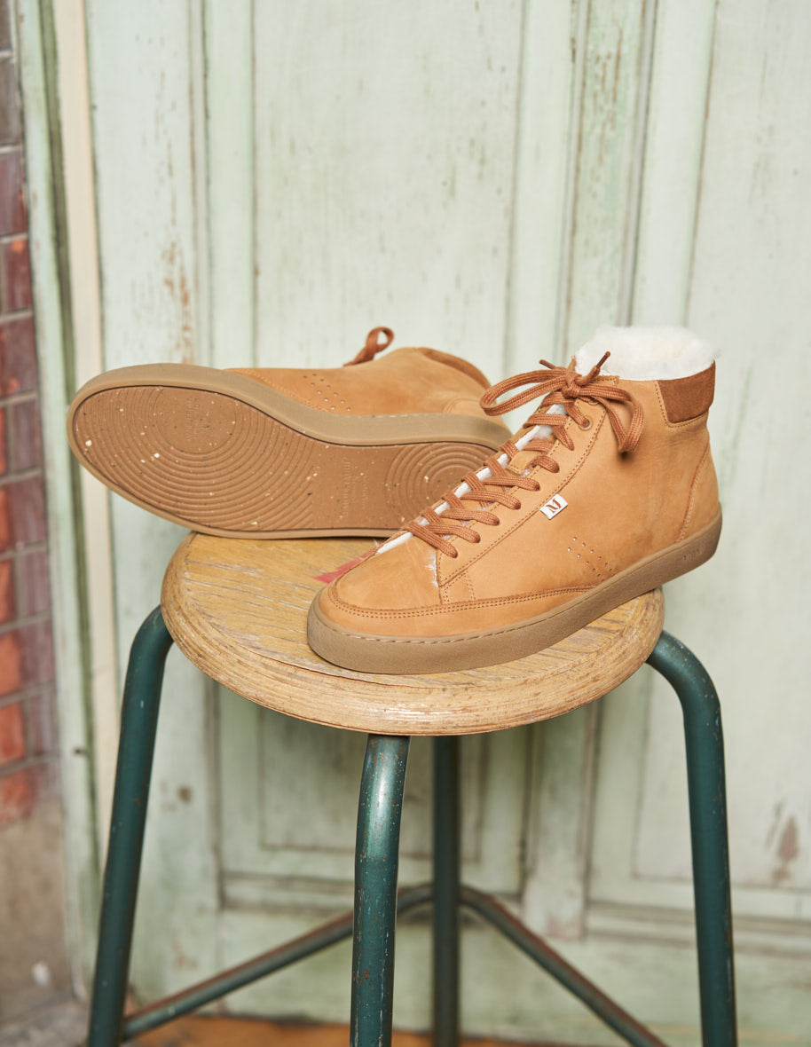 Baskets Alexis - Cuir pull up terracotta fourré