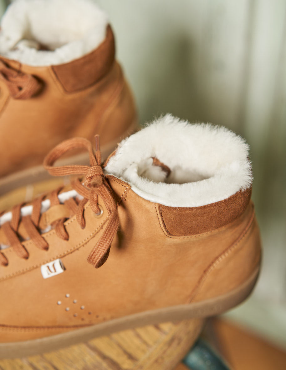 Baskets Alexis - Cuir pull up terracotta fourré