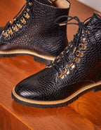 Alix Lace Boots - Cuir Croco Noir