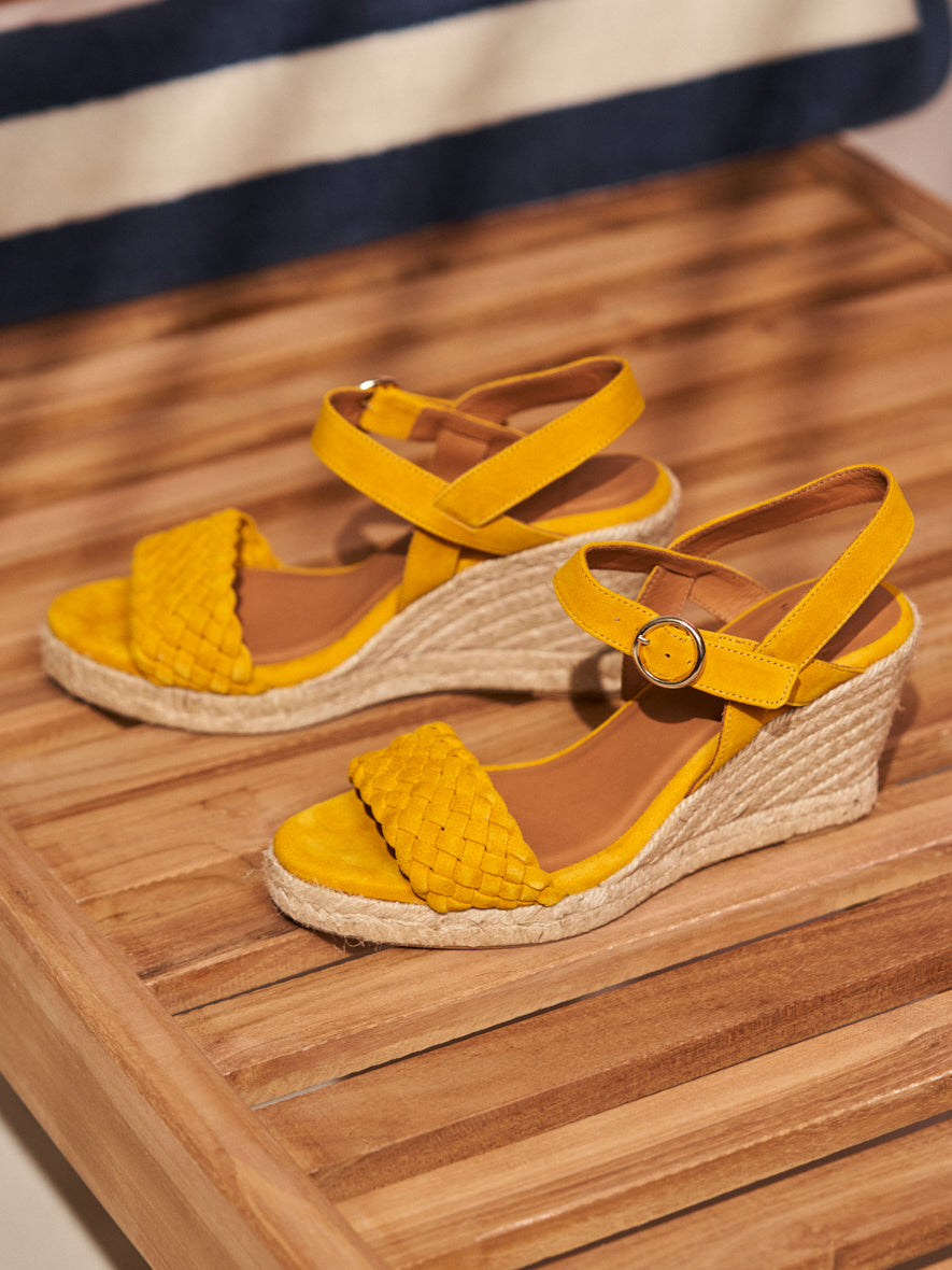 Compensated espadrilles ambre - jaune suède