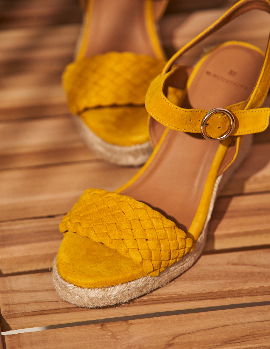 Compensated espadrilles ambre - jaune suède