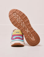 Baskets basses Anaelle - Suède vegan et mesh azur blanc citron