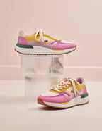 Baskets basses Anaelle - Suède vegan et mesh rose violet ecru