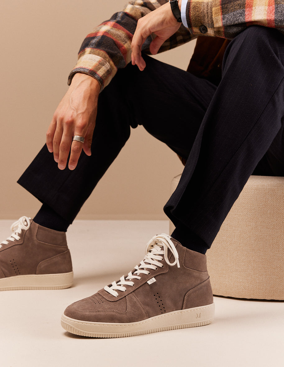 Arnaud upright baskets - Gray suede