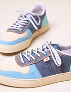 Baskets basses Arthur - Suède vegan et mesh bleu gris blanc