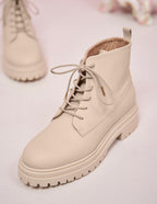 Bérénice laced ankle boots - Cuir crème