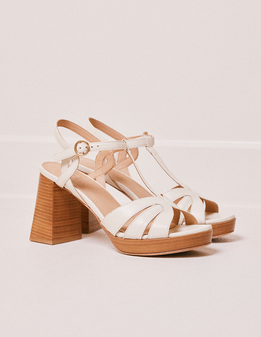 Blandine tall sandals - Cuir écru