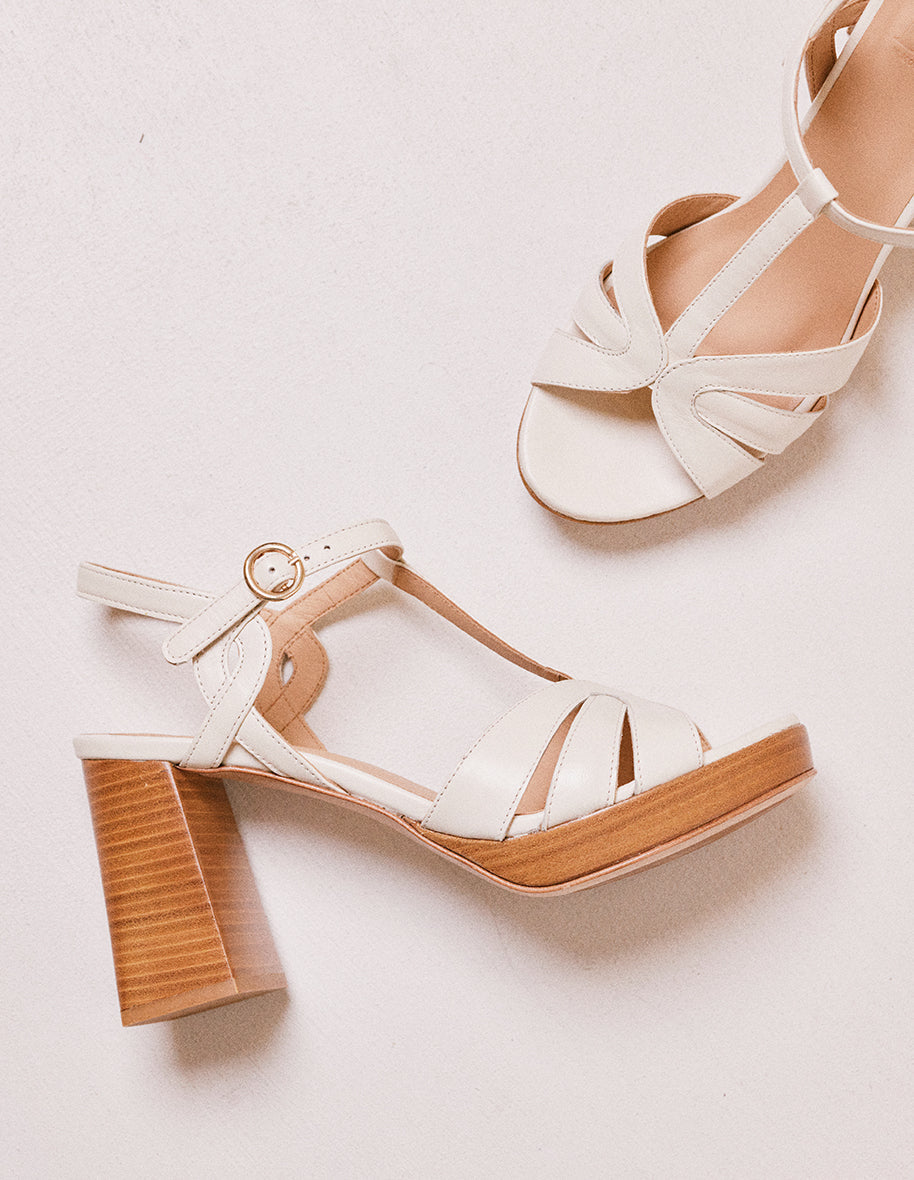 Blandine tall sandals - Cuir écru