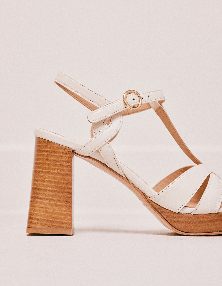 Blandine tall sandals - Cuir écru