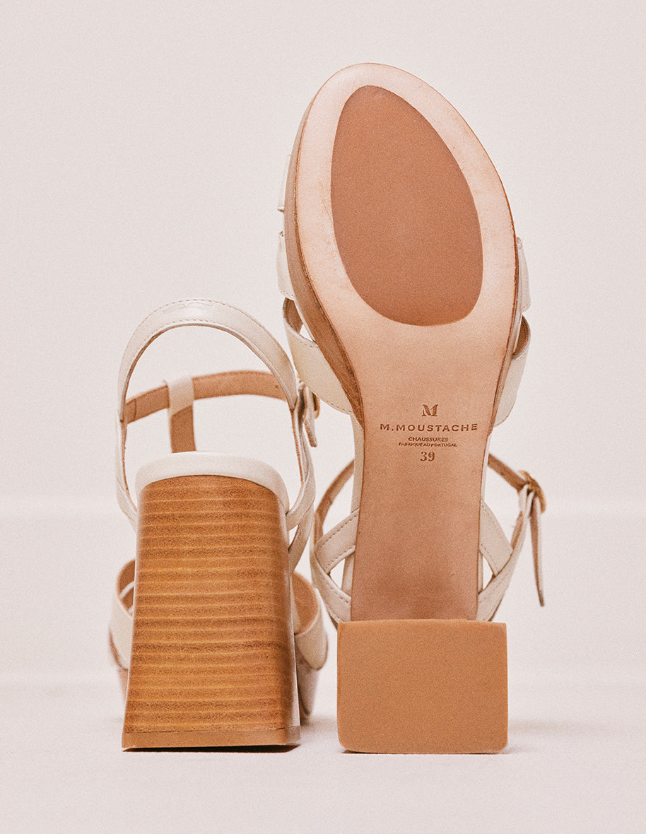Blandine tall sandals - Cuir écru