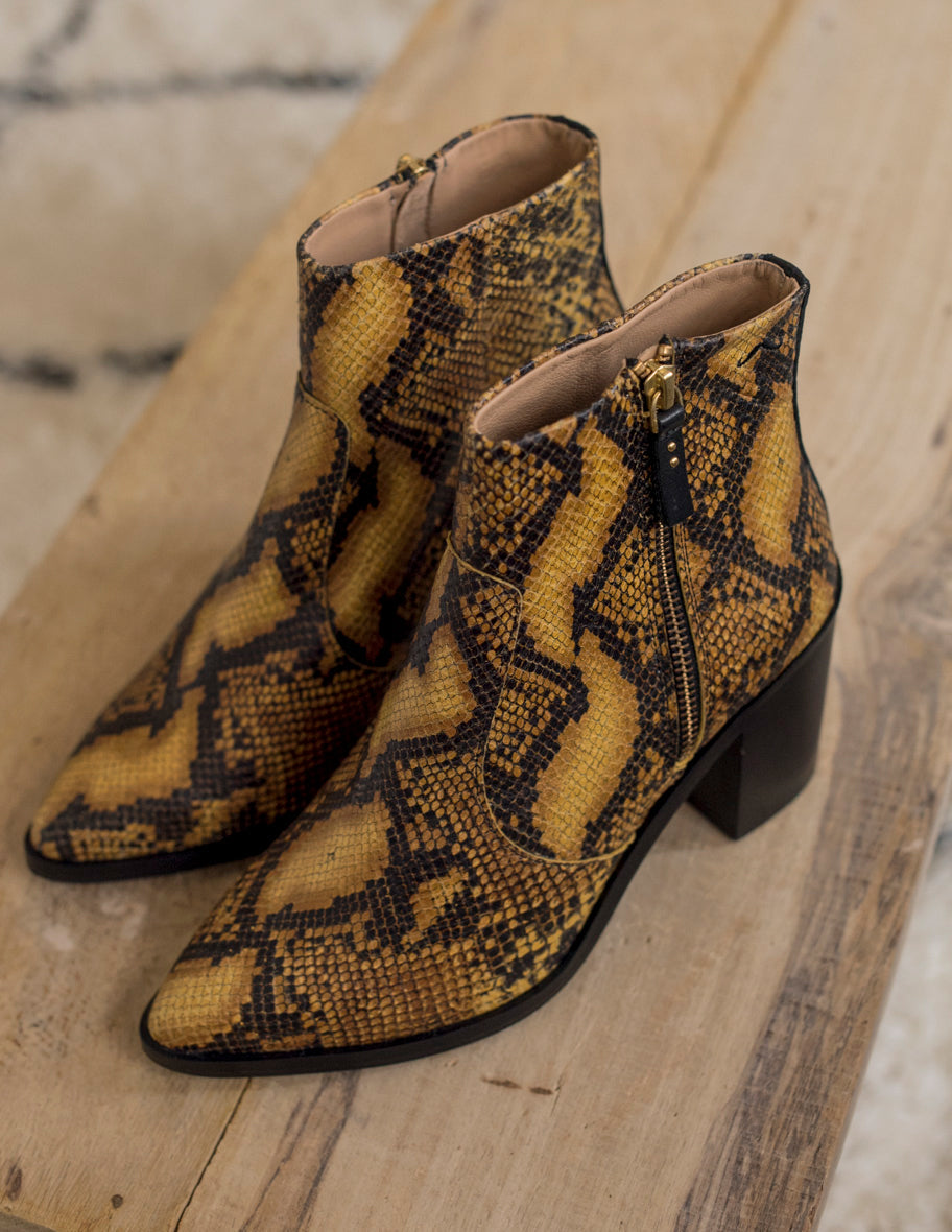 Céleste ankle boots - Cuir Python Cognac