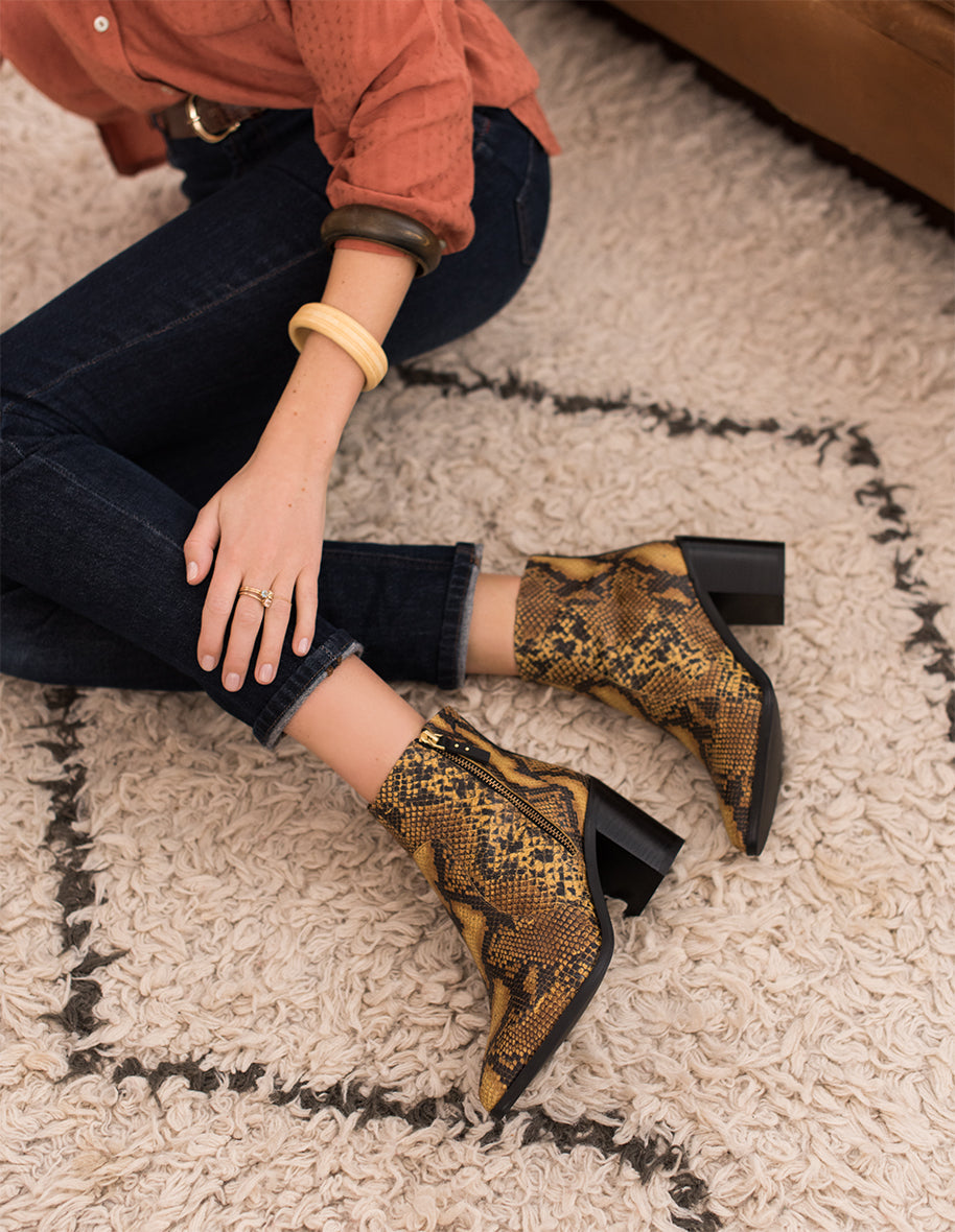 Céleste ankle boots - Cuir Python Cognac