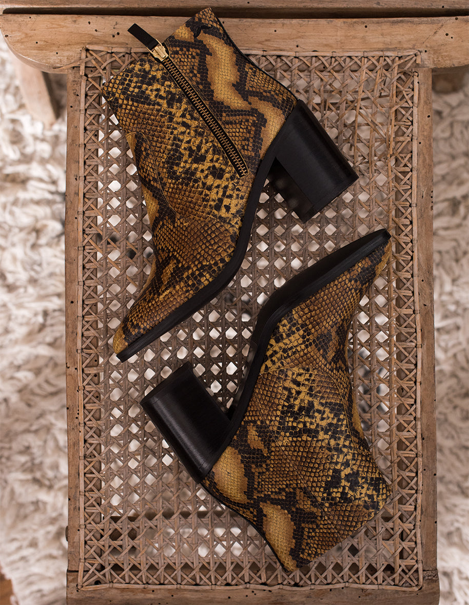 Céleste ankle boots - Cuir Python Cognac