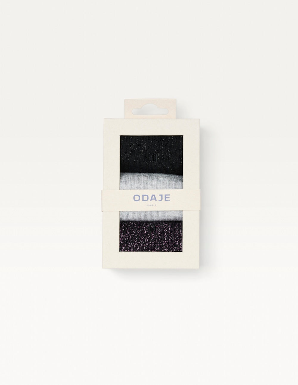 Pack of 3 Chaussettes - Côtelé froufrou noir violet argenté