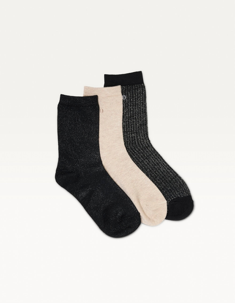 Pack of 3 Chaussettes - New Côtelé noir argenté champagne
