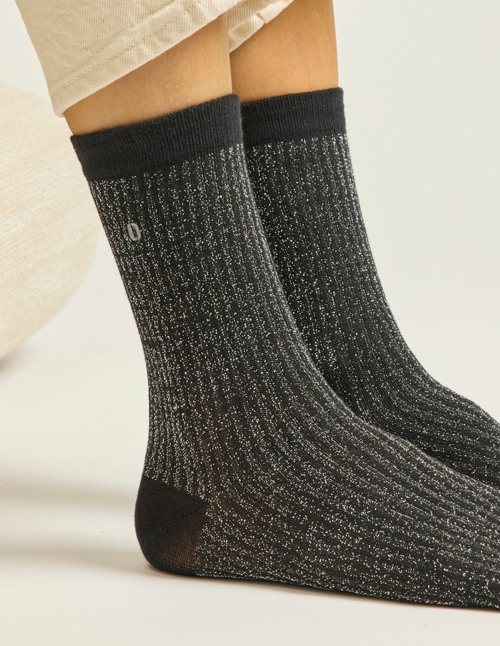 Pack of 3 Chaussettes - New Côtelé noir argenté champagne