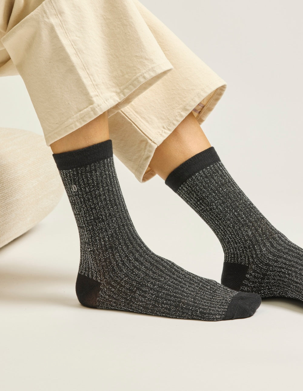 Pack of 3 Chaussettes - New Côtelé noir argenté champagne