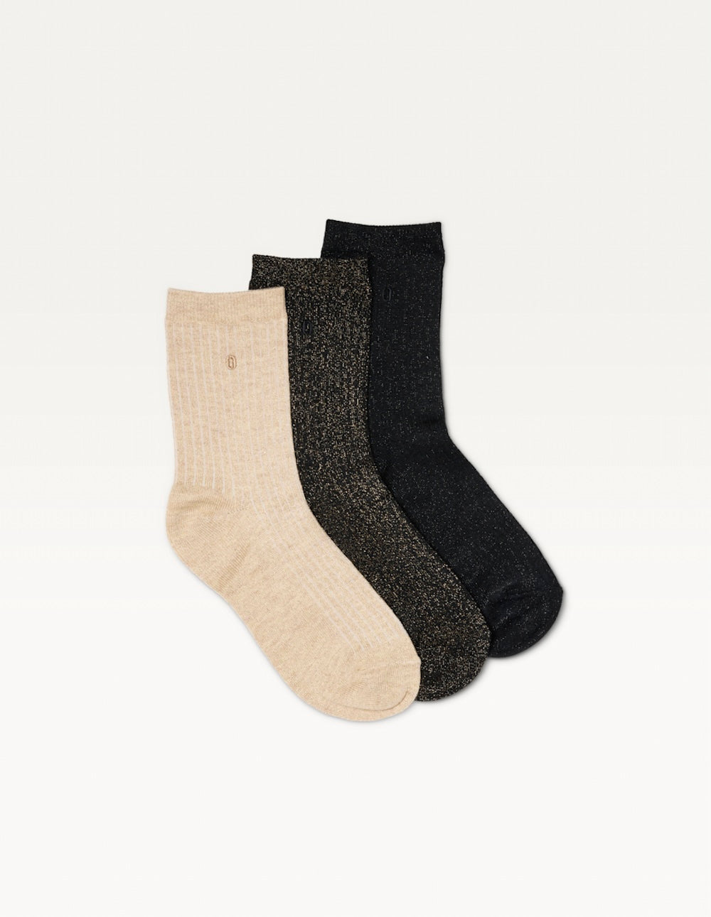 Pack of 3 Chaussettes - Côtelé doré brown noir