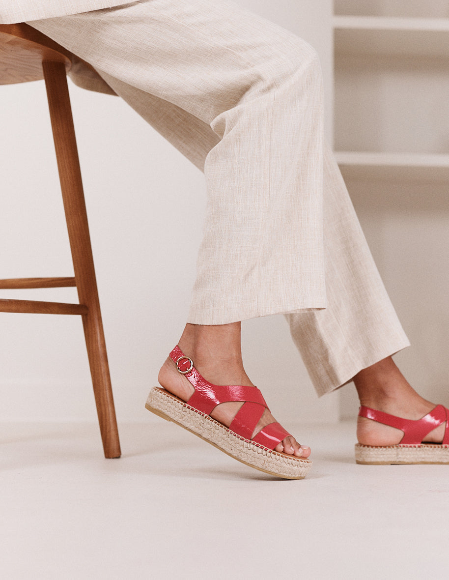 Chantal espadrilles - Fuchsia pleated look