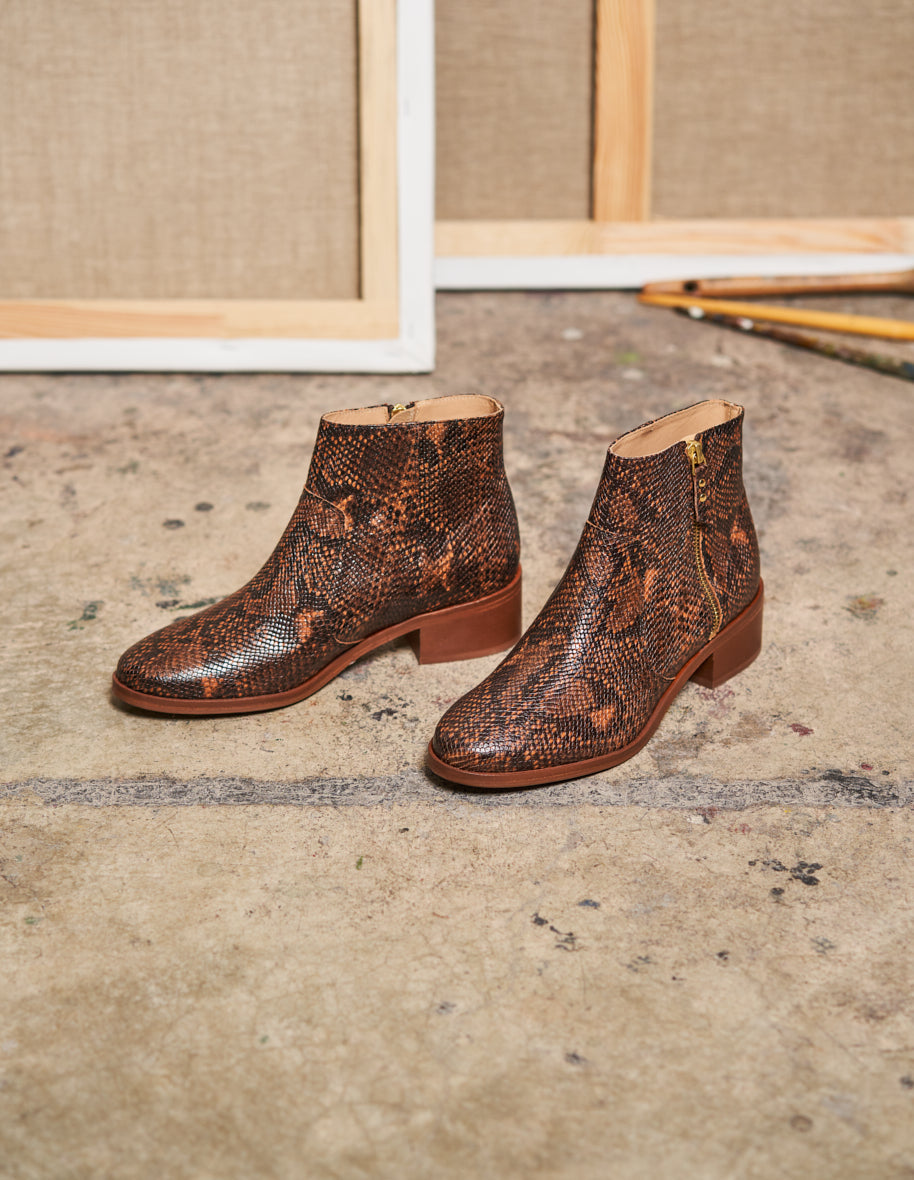 Bottines plates Coline - Python brown