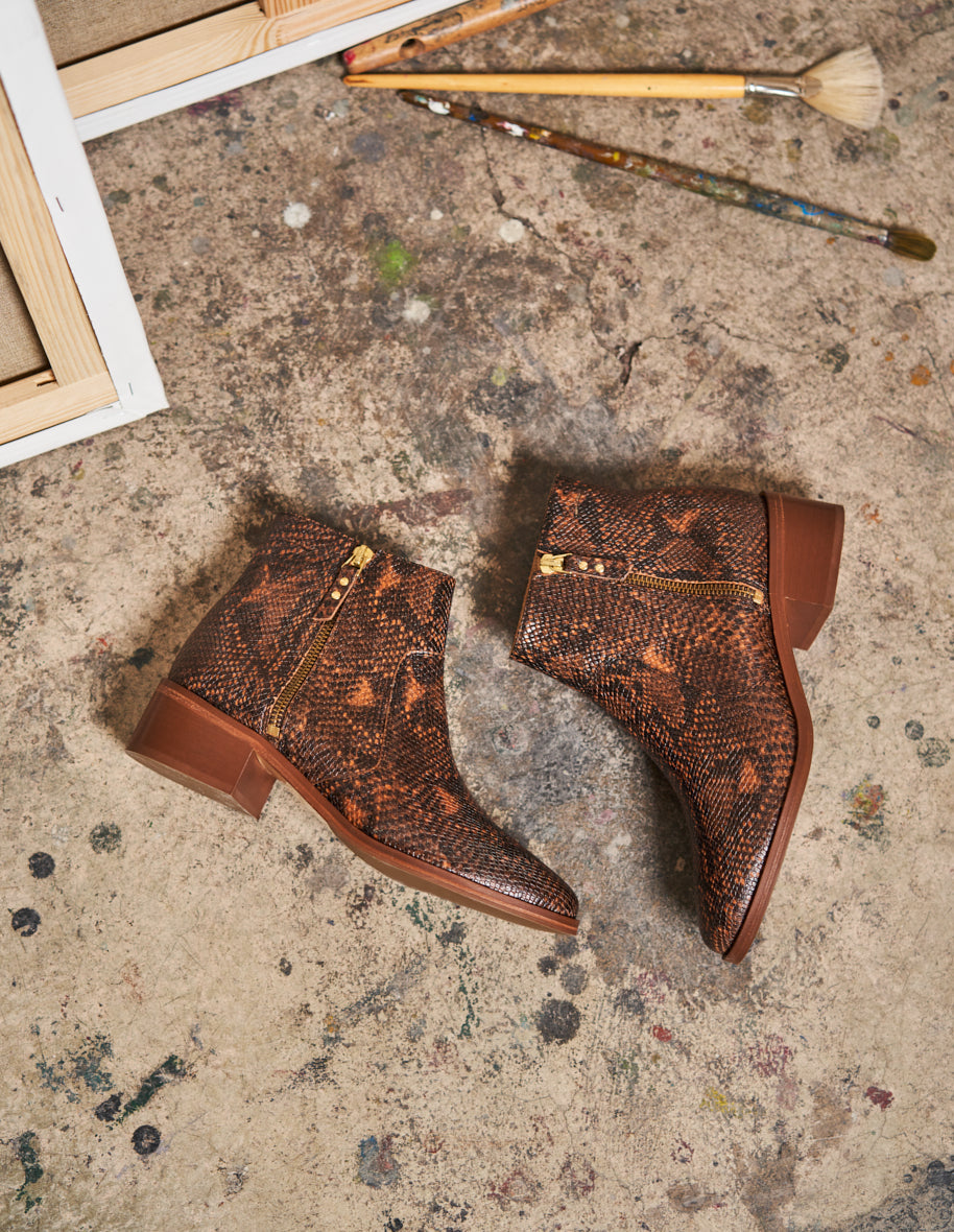 Bottines plates Coline - Python brown