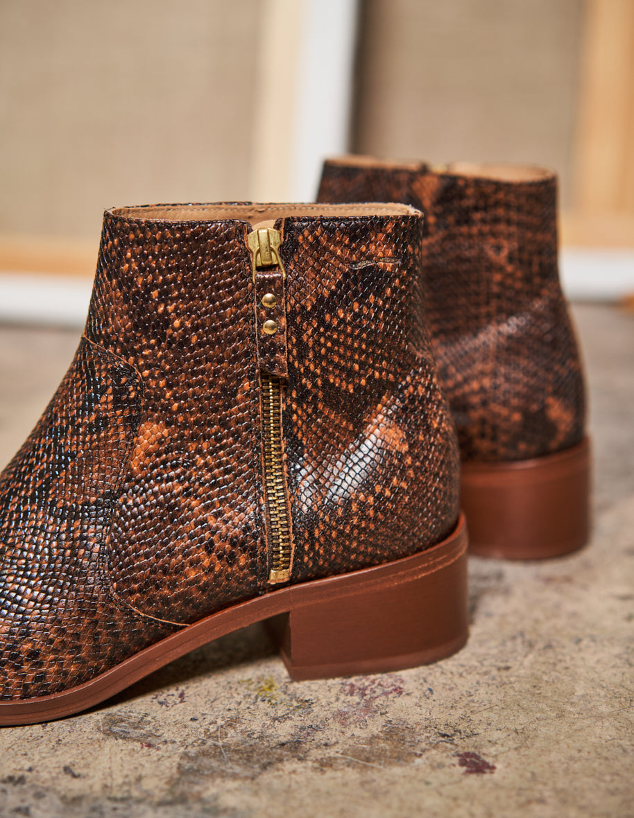 Bottines plates Coline - Python brown