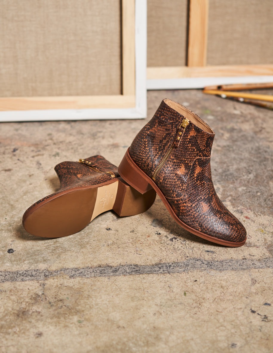 Bottines plates Coline - Python brown