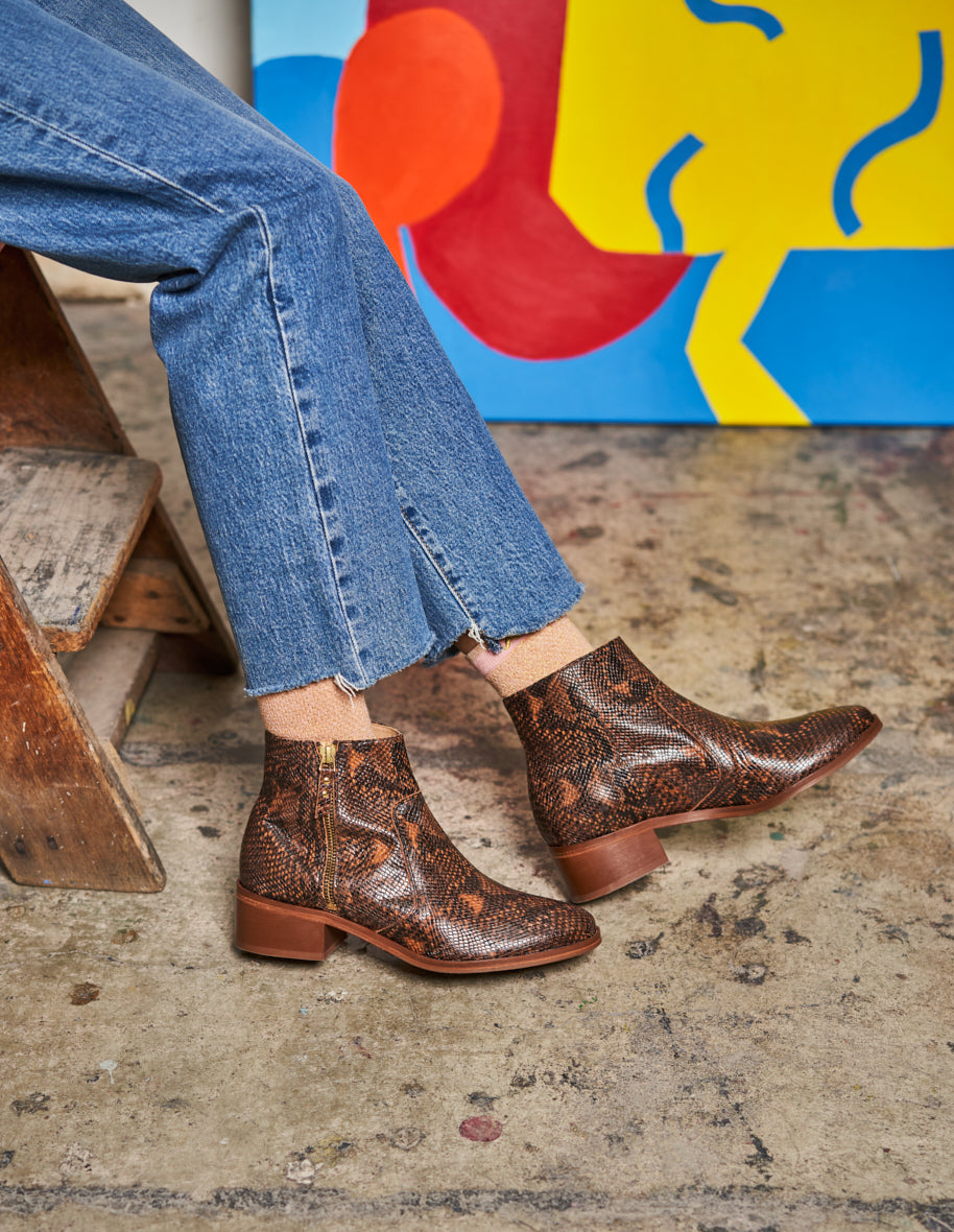 Bottines plates Coline - Python brown