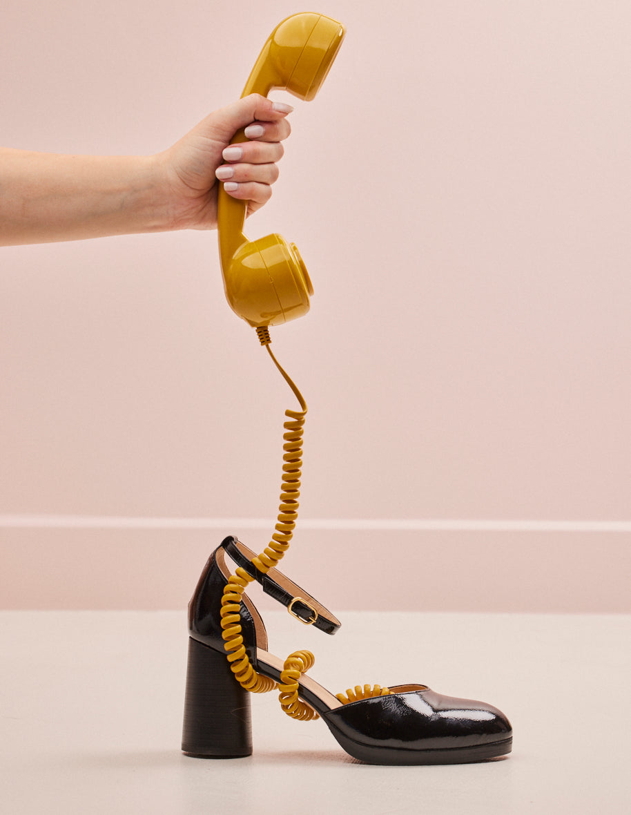 Domitille pumps - Cuir plissé noir