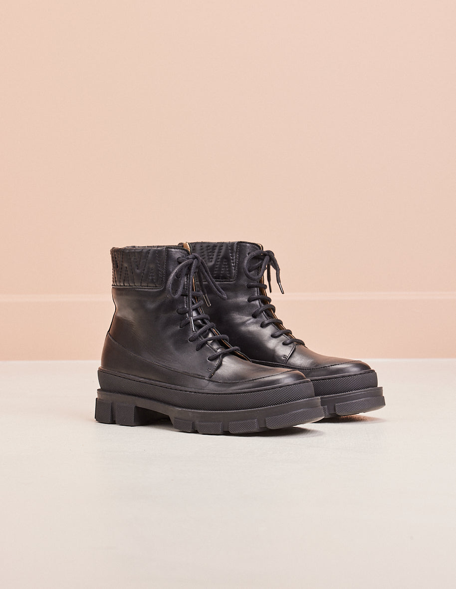 Estelle laced ankle boots - Cuir noir