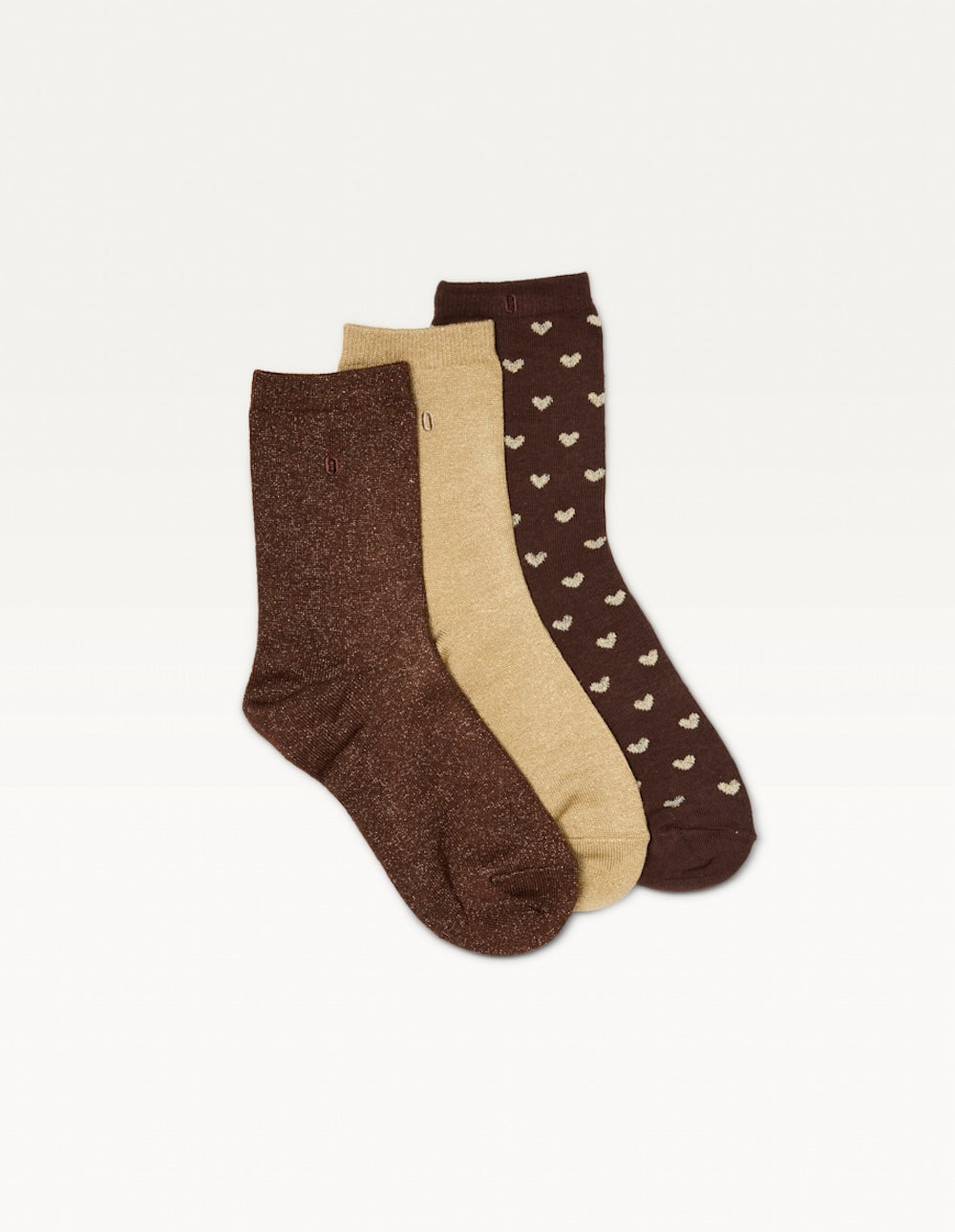 Pack of 3 Chaussettes - Petit coeur doré brown costume