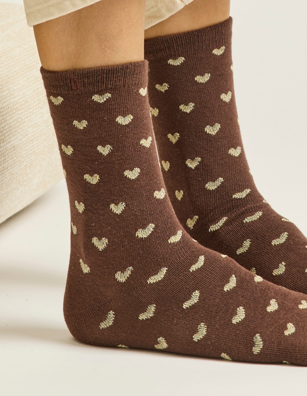 Pack of 3 Chaussettes - Petit coeur doré brown costume