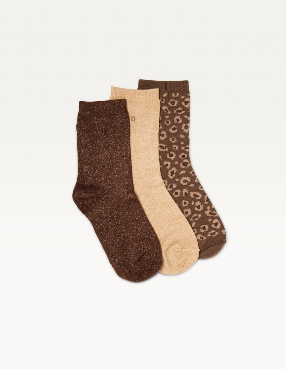 Pack of 3 Chaussettes - Fantasy paillettes and brown doré léopard