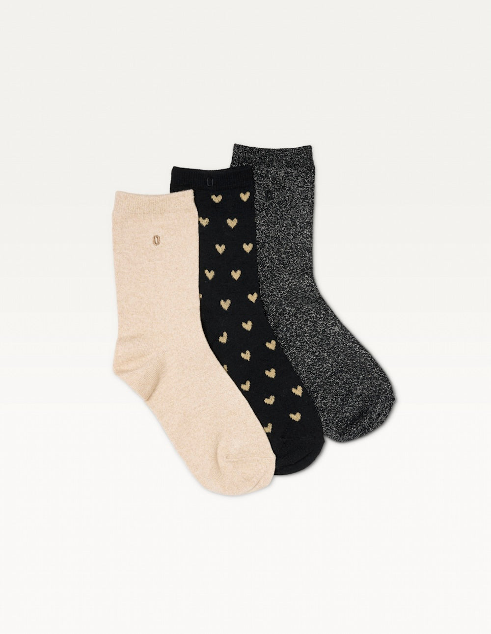 Pack of 3 Chaussettes - Petit coeur noir doré costume