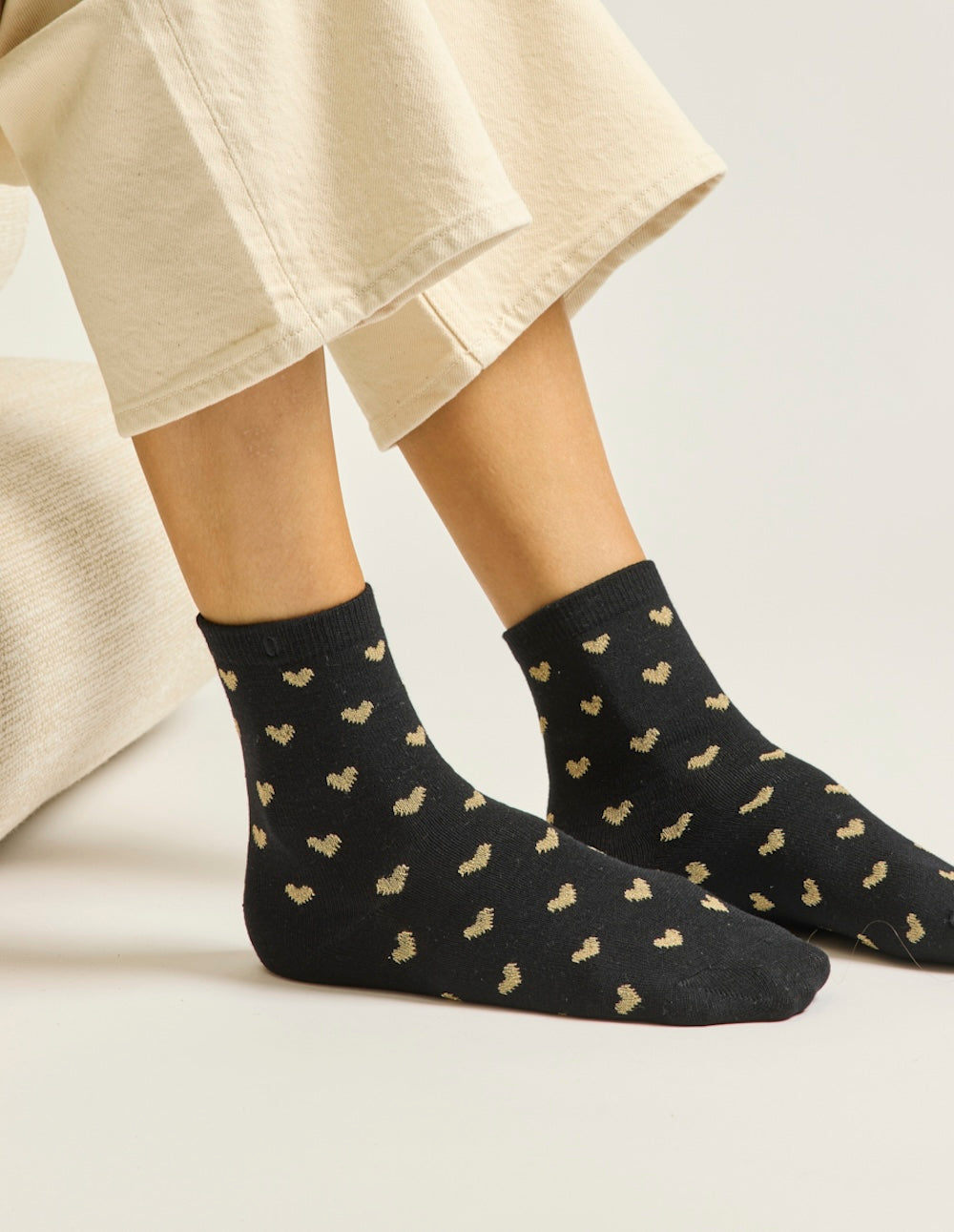 Pack of 3 Chaussettes - Petit coeur noir doré costume