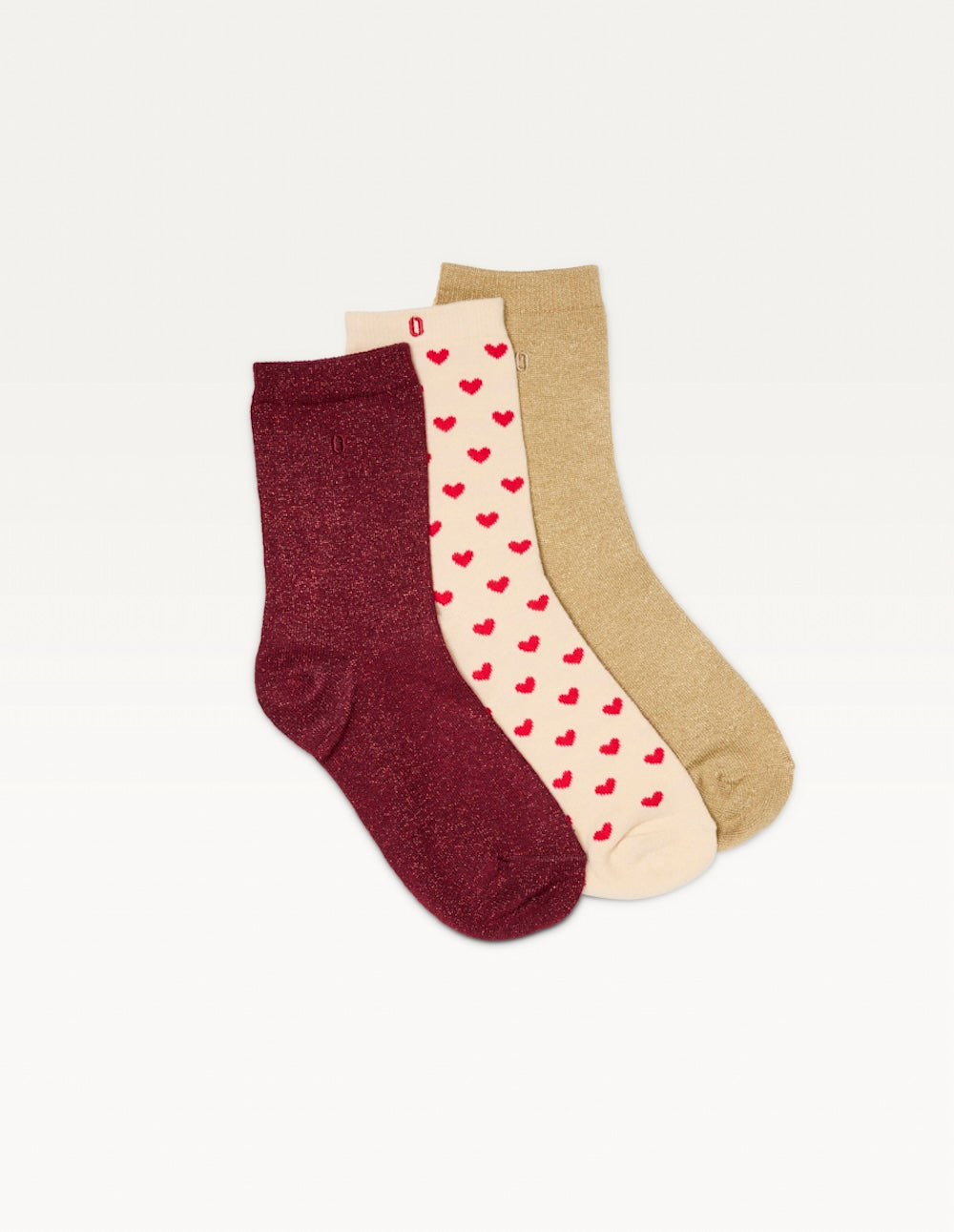 Pack of 3 Chaussettes - Costume petit coeur burgundy doré