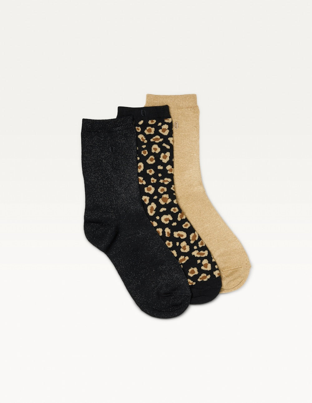 Pack of 3 Chaussettes - Fantasy paillettes and léopard noir doré