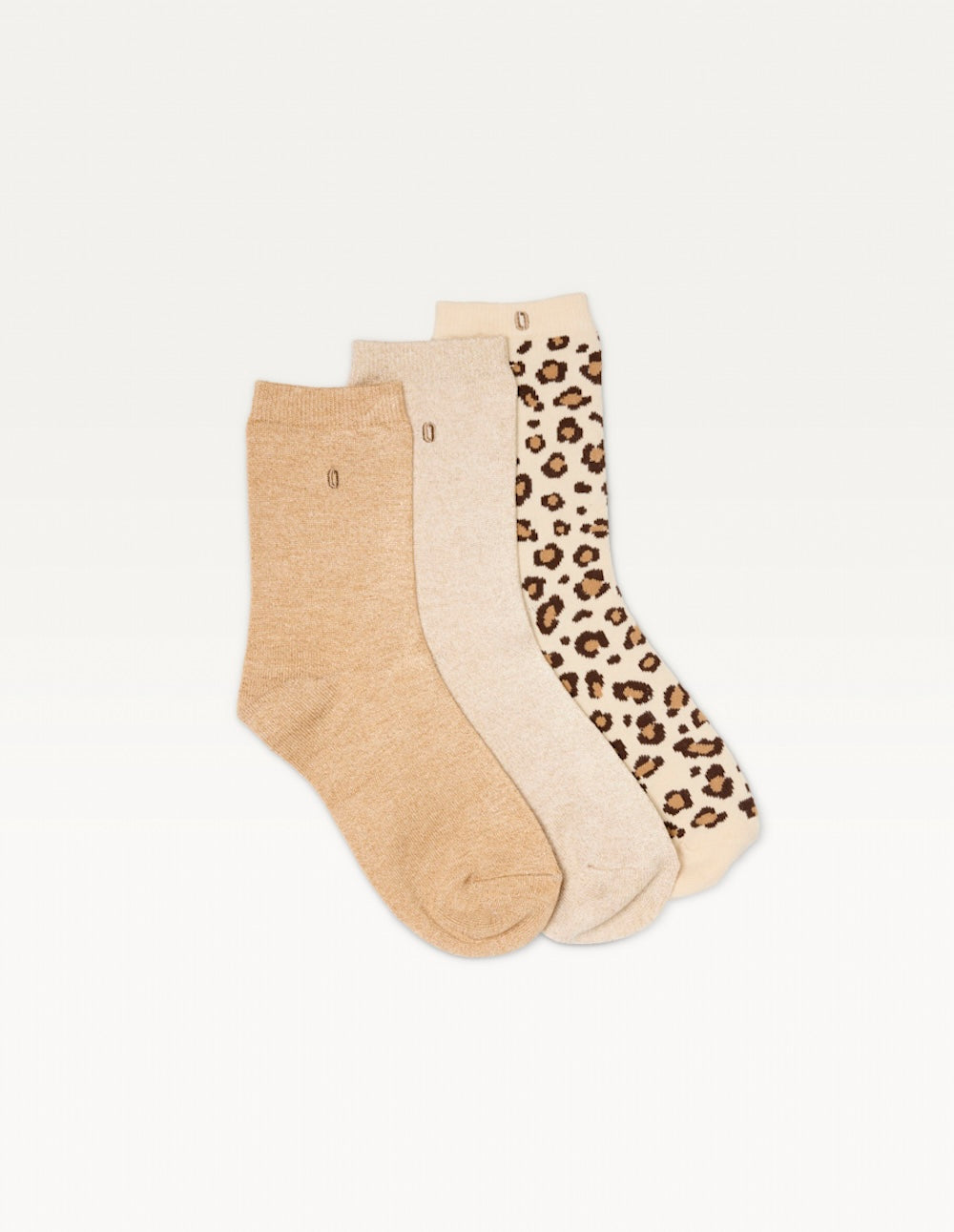 Pack of 3 Chaussettes - Fantasy paillettes and beige léopard