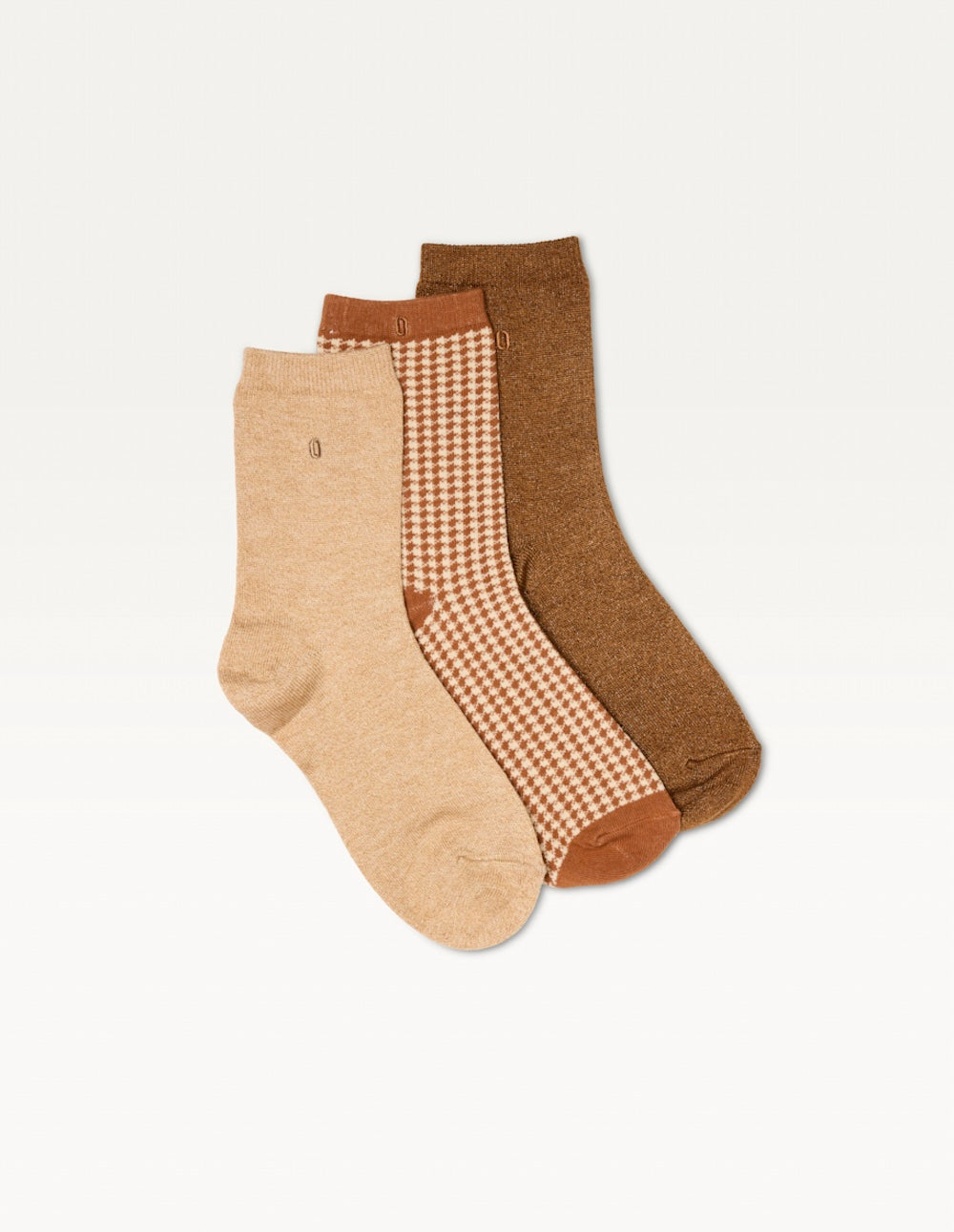 Pack of 3 Chaussettes - Paillettes and brown houndstooth