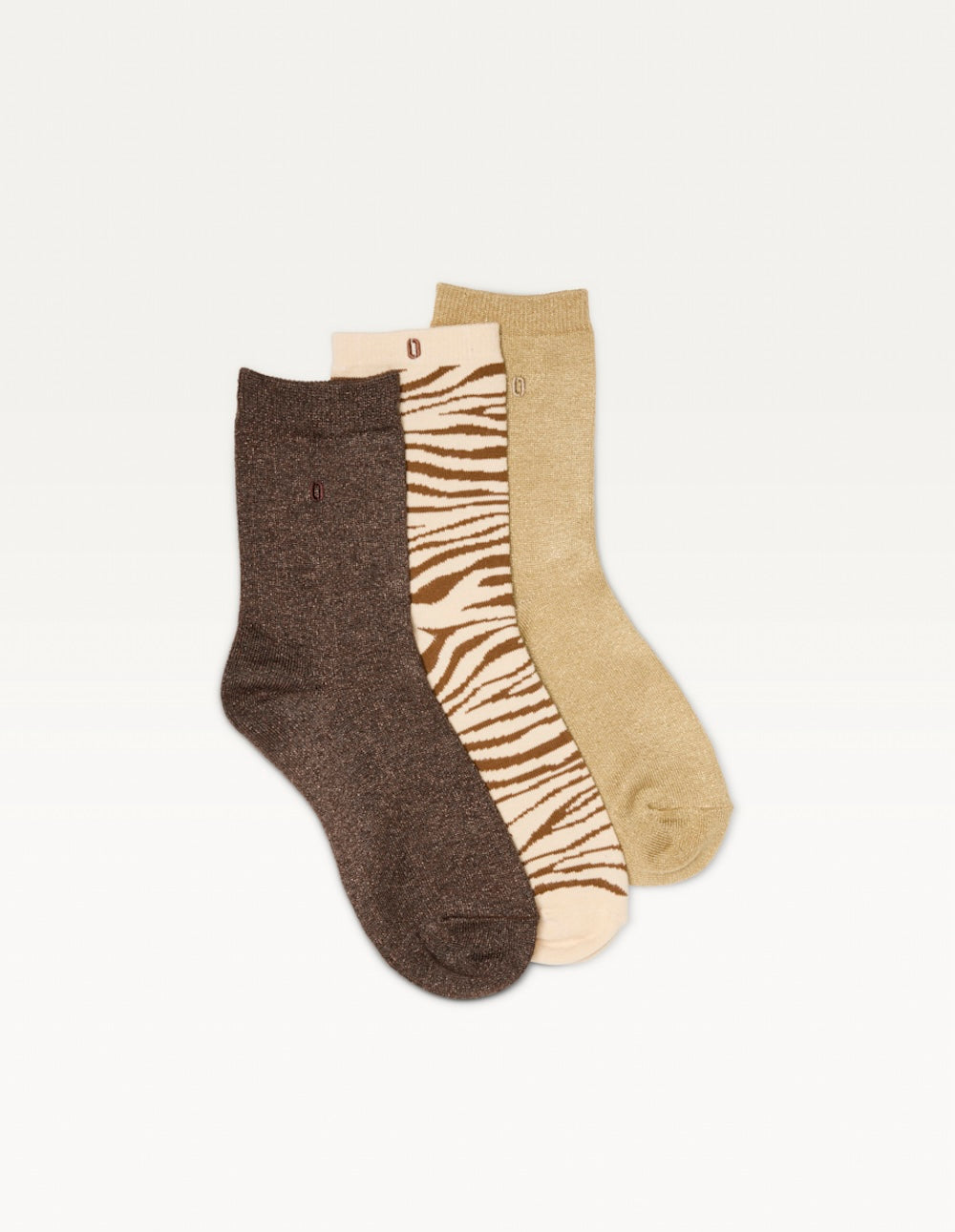 Pack of 3 Chaussettes - Fantasy paillettes and brown doré zèbre