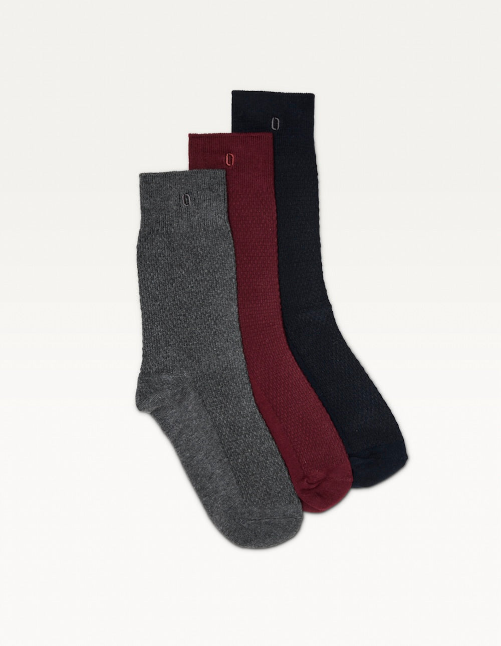 Pack of 3 Chaussettes - Gaufré marine burgundy and gray