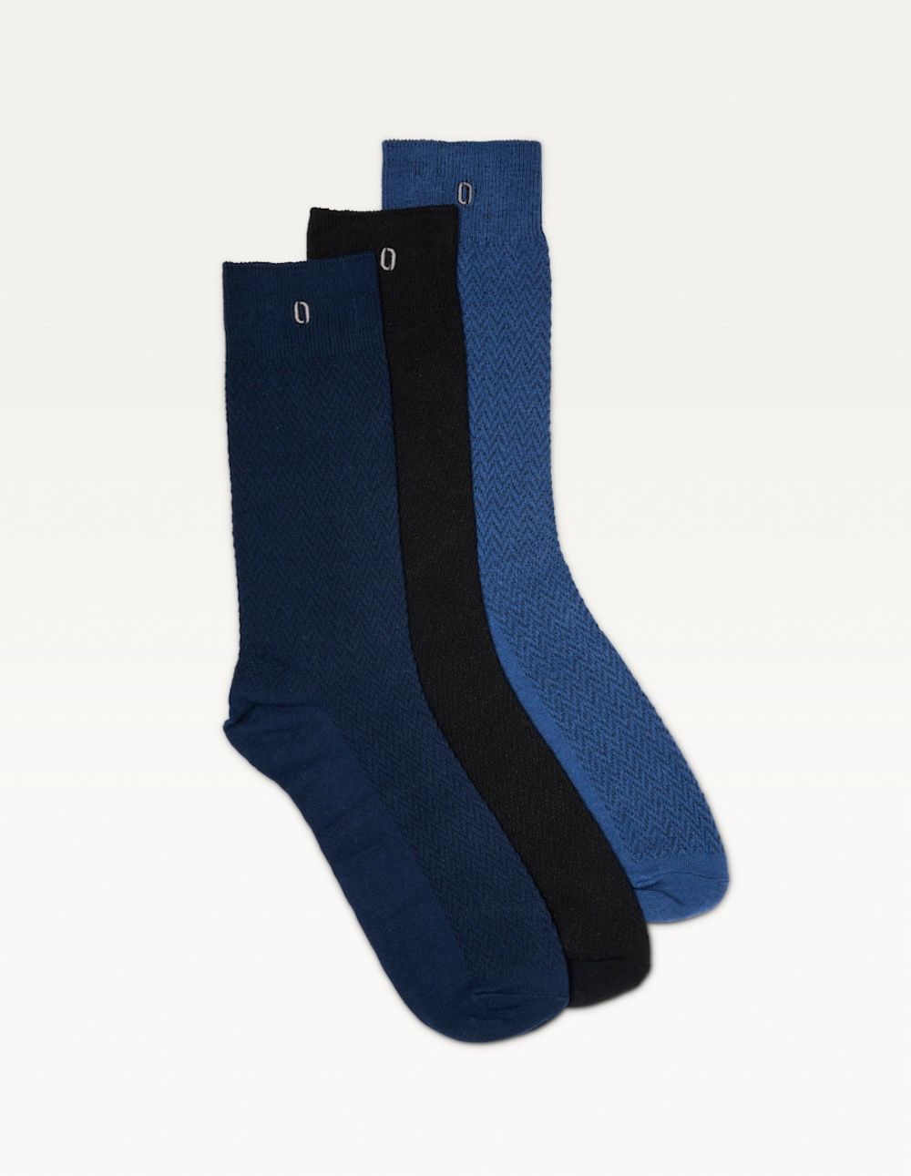 Pack of 3 Chaussettes - Chevrons Gaufré noir marine and bleu