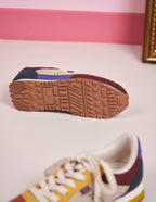 Baskets basses Gabrielle - Suède vegan et mesh bordeaux brique anis